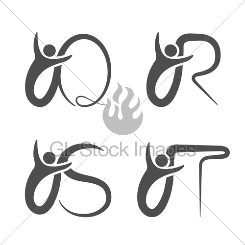 500x500 Vector Font Alphabet With Symbol Of Human Simple Letter Gl