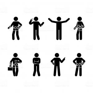 300x300 Stick Figure Business Man Standing Set Vector Illustration