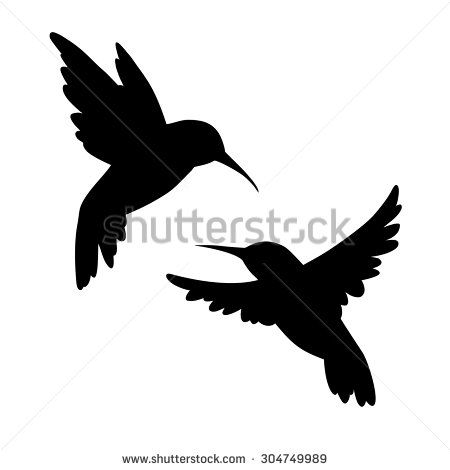 450x470 Hummingbirds Silhouette Isolated Vector Set Clip Art