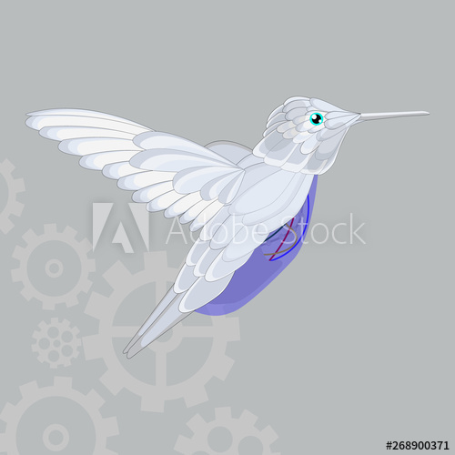500x500 Flying Hummingbird Vector Icon On A Grey Background Colibri