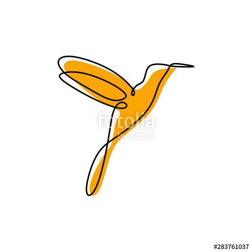 500x500 Continuous One Line Drawing Hummingbird Vector Illustration Stock