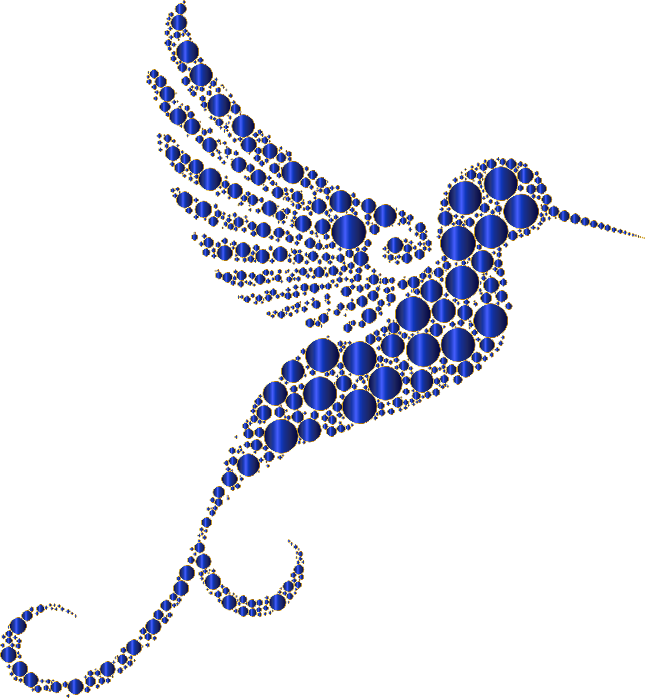 2130x2304 Hummingbird With Blue Prismatic Circles Vector Image