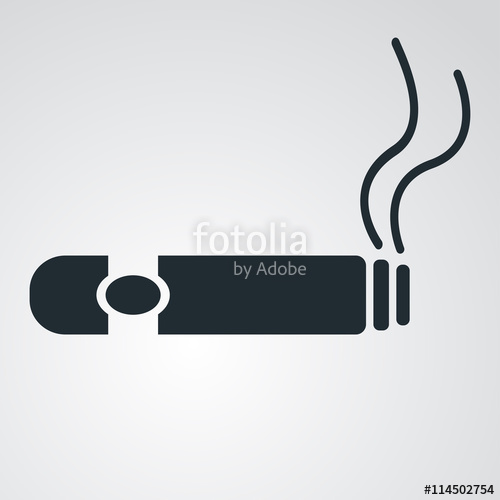 500x500 Icono Plano Cigarro Habano Con Humo En Fondo Degradado Stock