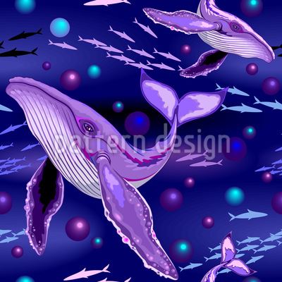 400x400 Humpback Whale Seamless Vector Pattern