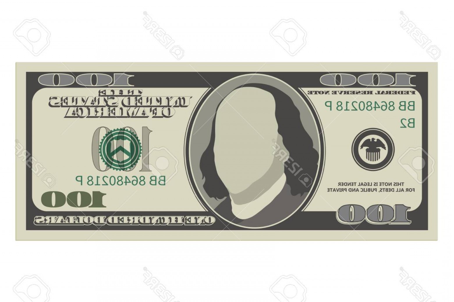 1560x1039 Photostock Vector One Hundred Dollar Bill Dollars Banknote Vector
