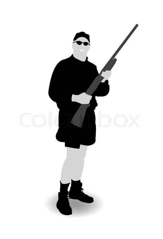 547x800 Isolated Black White Hunter Stock Vector Colourbox