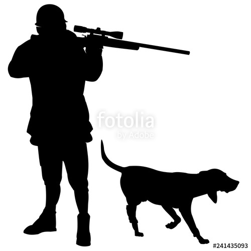 500x500 People Hunter Silhouette With A Hound Dog Stock Image And Royalty