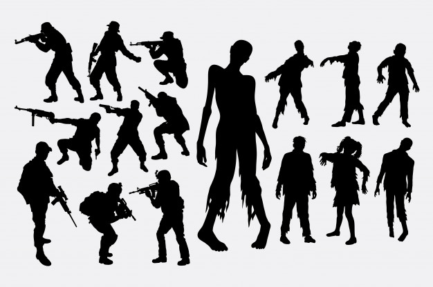 626x416 Zombie Hunter Silhouette Vector Premium Download