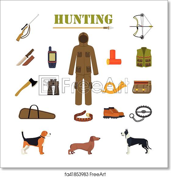 Free Art Print Of Hunting Equipment Kit With Rifle, Knife, Suit 561x581 Free Art Print Of Hunting Equipment Kit With Rifle, Knife, Suit
