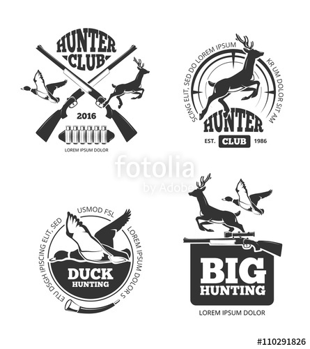 Vector Retro Vintage Hunting Labels, Emblems, Logos, Badges 445x500 Vector Retro Vintage Hunting Labels, Emblems, Logos, Badges