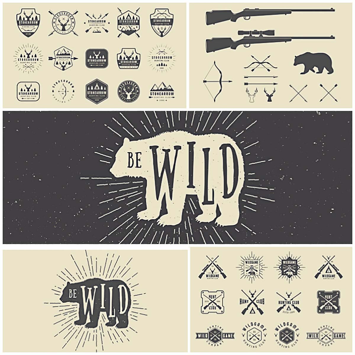 Vintage Hunting Logos With Bear Vector Bundle Free Download 1200x1200 Vintage Hunting Logos With Bear Vector Bundle Free Download