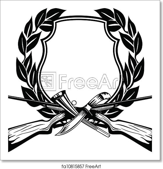 561x581 Free Art Print Of Frame Hunting Vector Image Board Crossed Guns