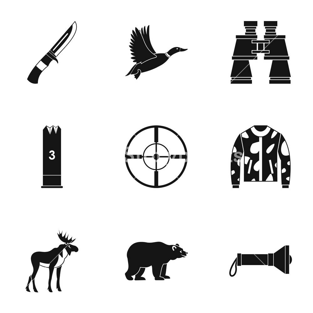 1000x1000 Hunting Icons Set Simple Illustration Of Hunting Vector Icons
