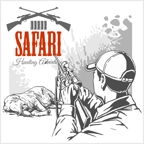 500x500 Safari Hunting Clud Poster Vector Free Download