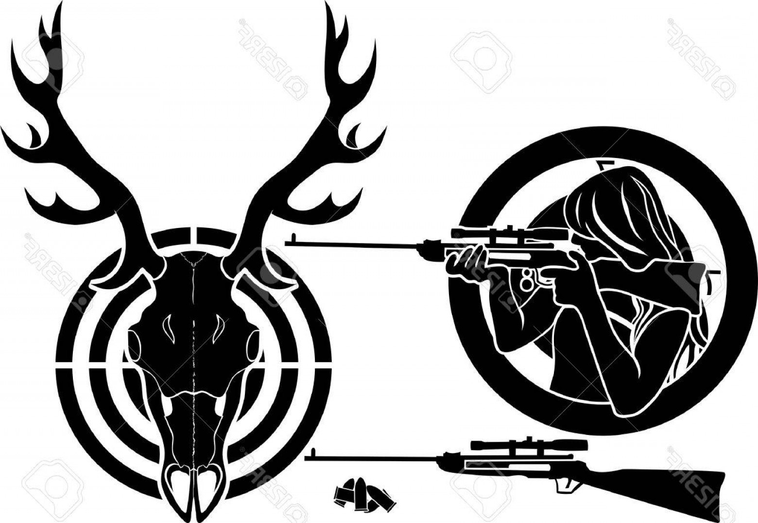 Трафарет символов ружье для охоты