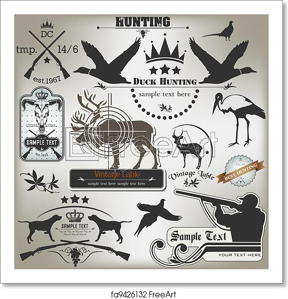 561x581 Free Art Print Of Set Of Vintage Labels On Hunting Vector Image