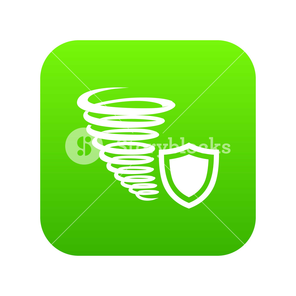 1000x1000 Hurricane Protection Icon Green Vector Isolated On White