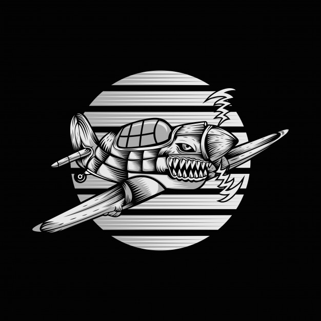 626x626 Shark Hurricane Ariplane Vector Illustration Vector Premium Download