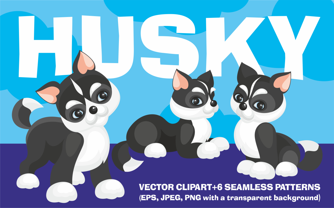 Husky Dog Vector Clip Art Illustrations And Seamless Patterns 1160x722 Husky Dog Vector Clip Art Illustrations And Seamless Patterns