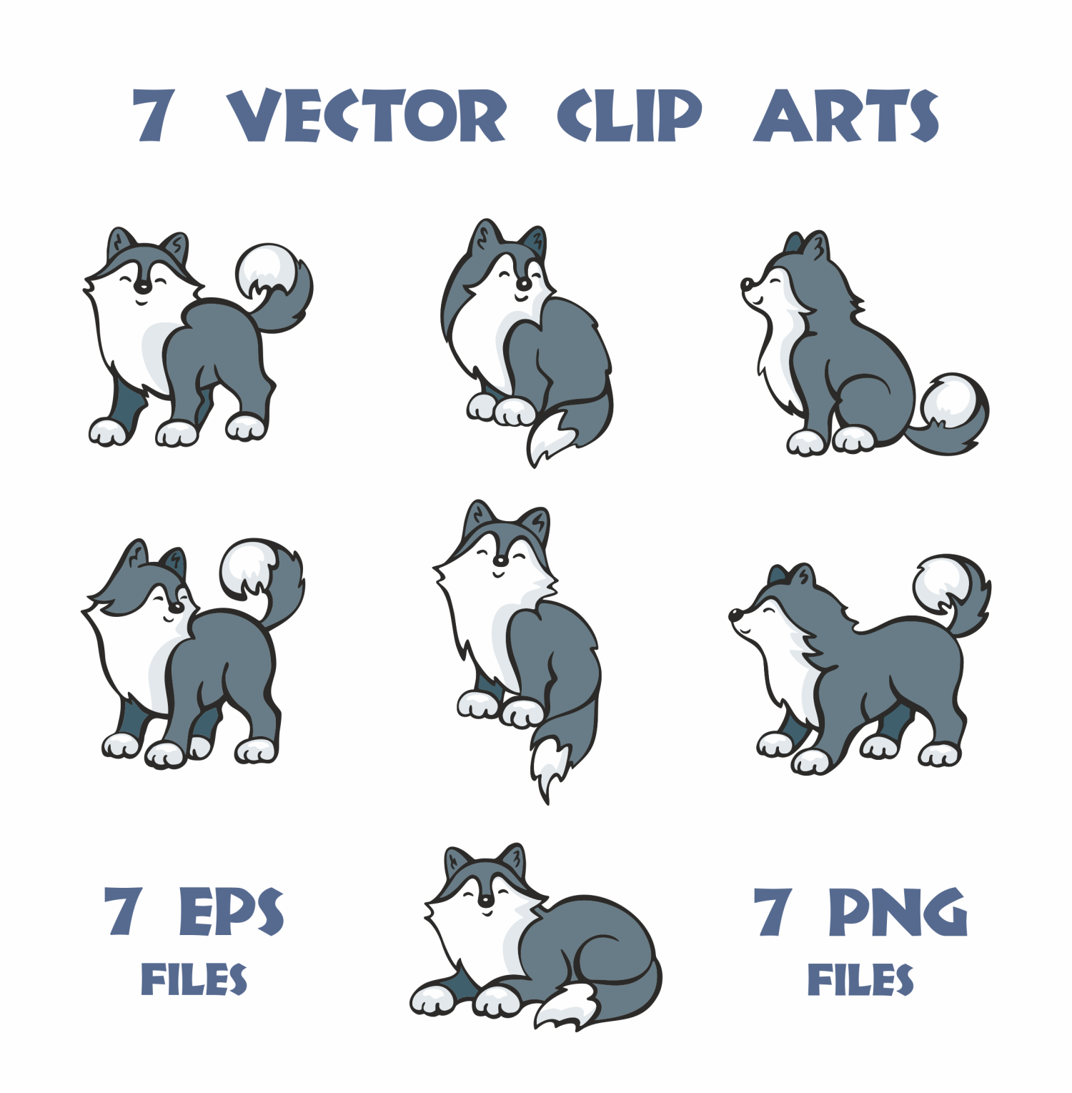 Cute Husky Dogs Vector Clip Arts And Seamless Patterns 1500x1529 Cute Husky Dogs Vector Clip Arts And Seamless Patterns