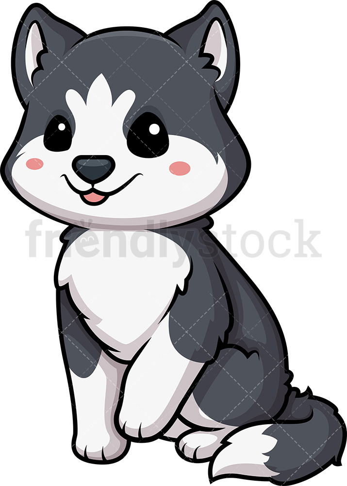Kawaii Husky Dog Clipart Cartoon Vector 715x1000 Kawaii Husky Dog Clipart Cartoon Vector