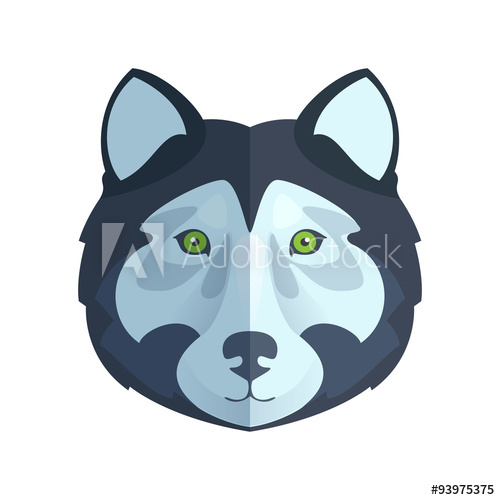 500x500 Husky Or Wolf Head Flat Logo Vector