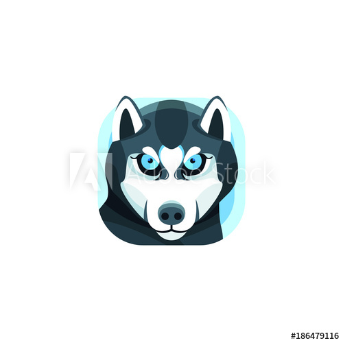 500x500 Cute Husky App Icons Logo Vector