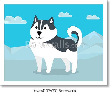 435x370 Siberian Husky Vector Illustration In Flat Design, Art Print