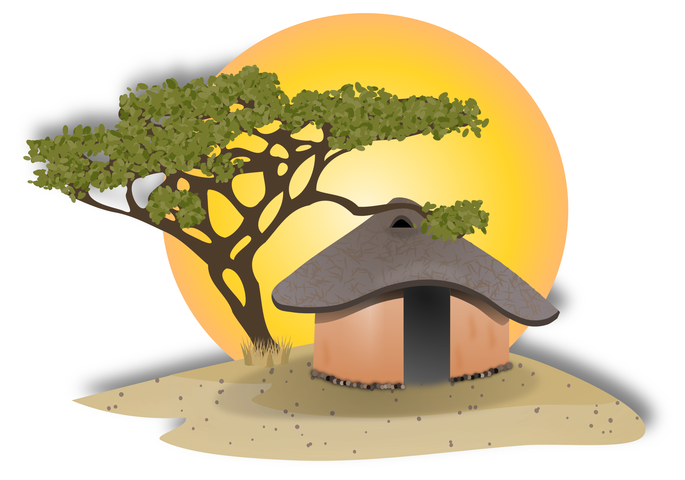 2400x1681 African Hut Vector Art Image