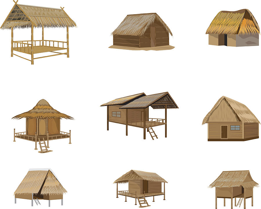900x722 Straw Roof Hut Vector Design Drawing