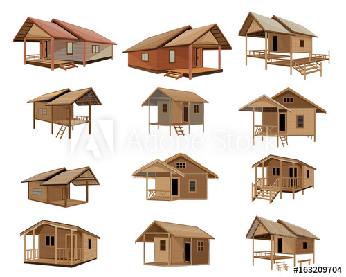 500x400 Beautiful Hut Vector Design