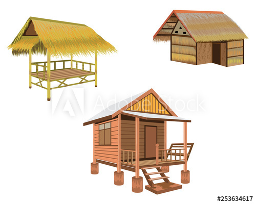 500x400 Grass Hut Vector Design