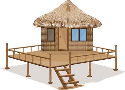 413x299 Bamboo Straw Hut Vector Design Stock Vectors