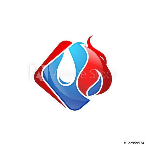 500x500 Hydro Water Fire Hvac Logo Simple Modern Vector Icon
