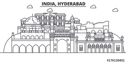 500x250 Hyderabad, India Architecture Line Skyline Illustration Linear