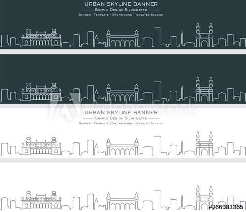 500x430 Hyderabad Single Line Skyline Banner