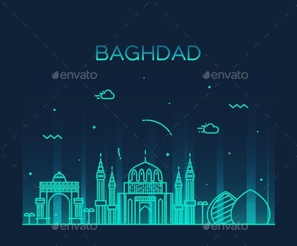 590x489 Baghdad Skyline Vector Illustration Linear Style Vector