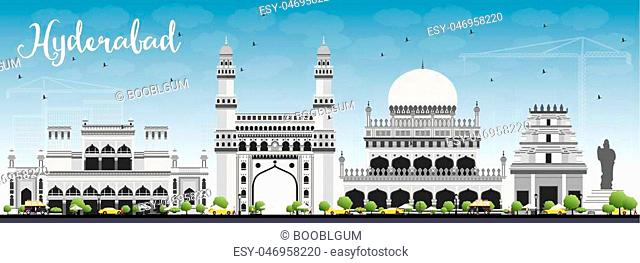 640x263 Hyderabad India City Skyline Silhouette Stock Photos And Images