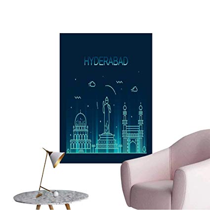 425x425 Wall Painting Hyderabad Skyline, Detailed Silhouette Trendy Vector