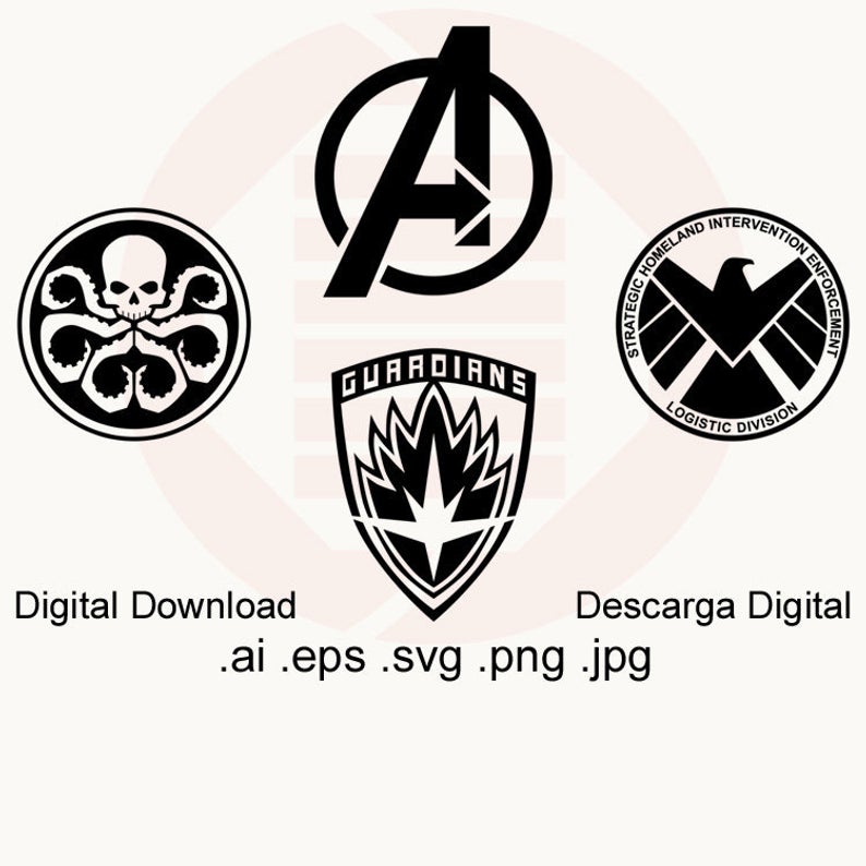794x794 Avengers Clipart Marvel Symbols Logo Vector Printable Wall Etsy