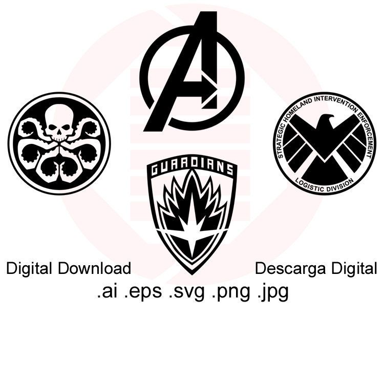 750x750 Avengers Clipart Marvel Symbols Logo Vector Printable Wall Art