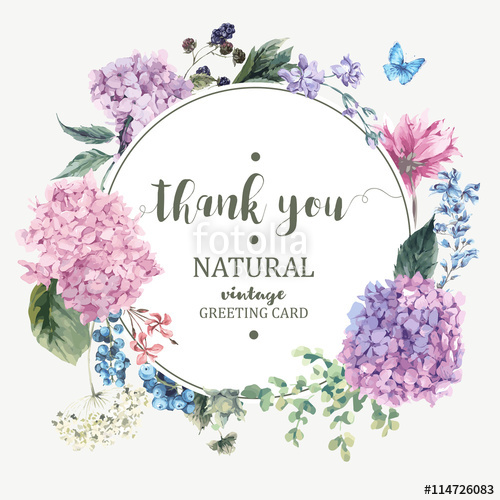 500x500 Floral Greeting Card With Blooming Hydrangea And Garden Flowers