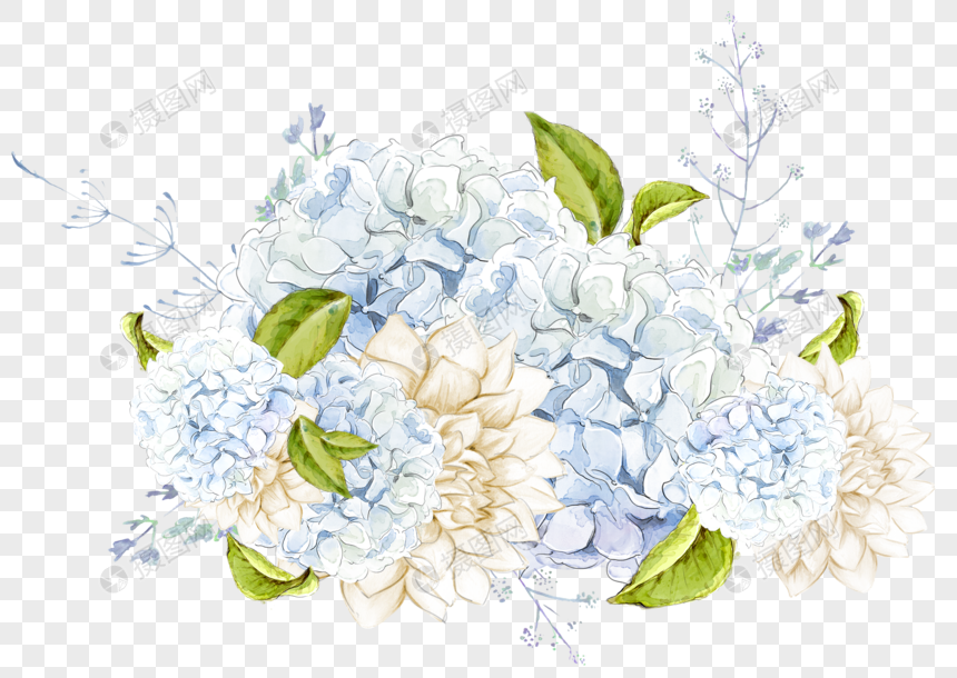 860x610 Hand Painted Watercolor Blue Hydrangea Hand Painted Watercolor