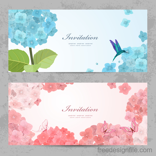 500x500 Invitation Card With Hydrangea Vector Free Download