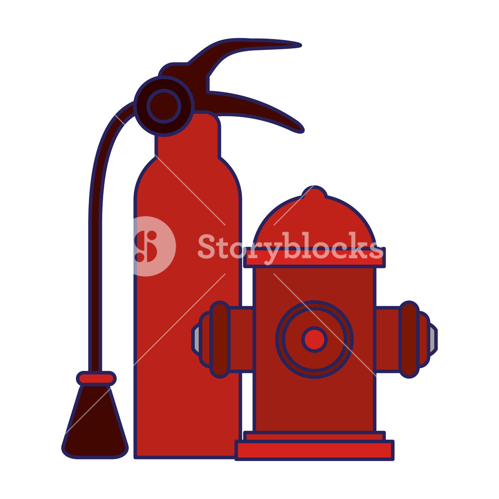 1000x1000 Firefighter Rescue Emergency Extinguisher And Hydrant Vector