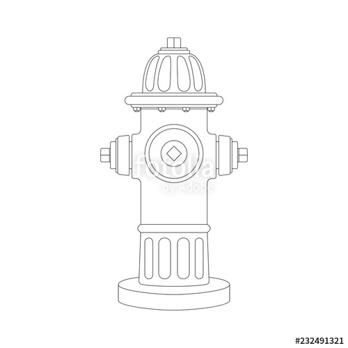 500x500 Red Fire Hydrant Vector Illustration Lining Draw Stock Image