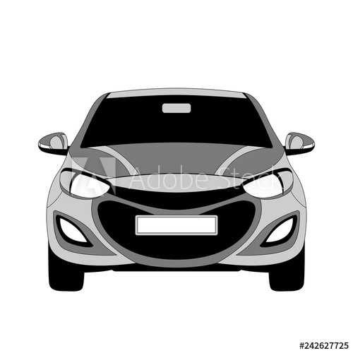 500x500 Classic Car, Vector Illustration, Flat Style, Front