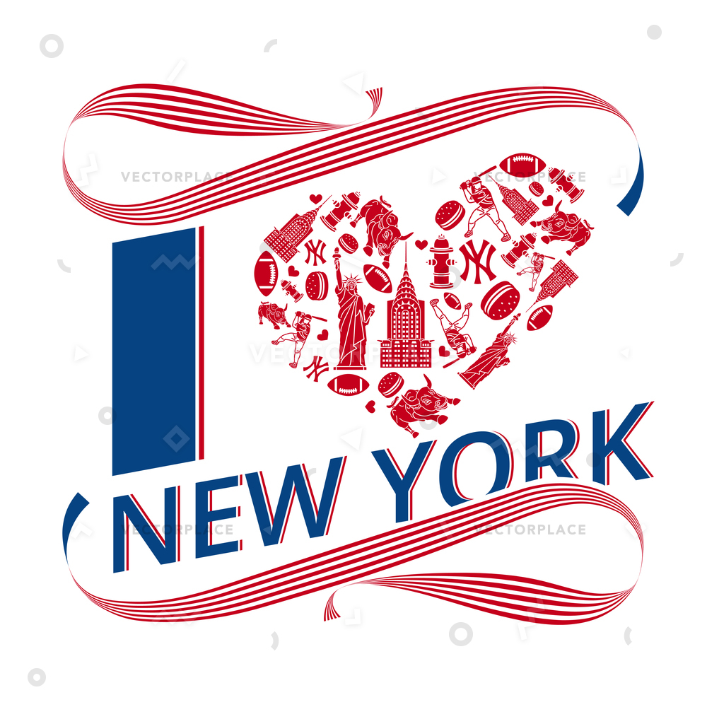 1000x1000 I Love New York Statue Liberty Vector Illustration