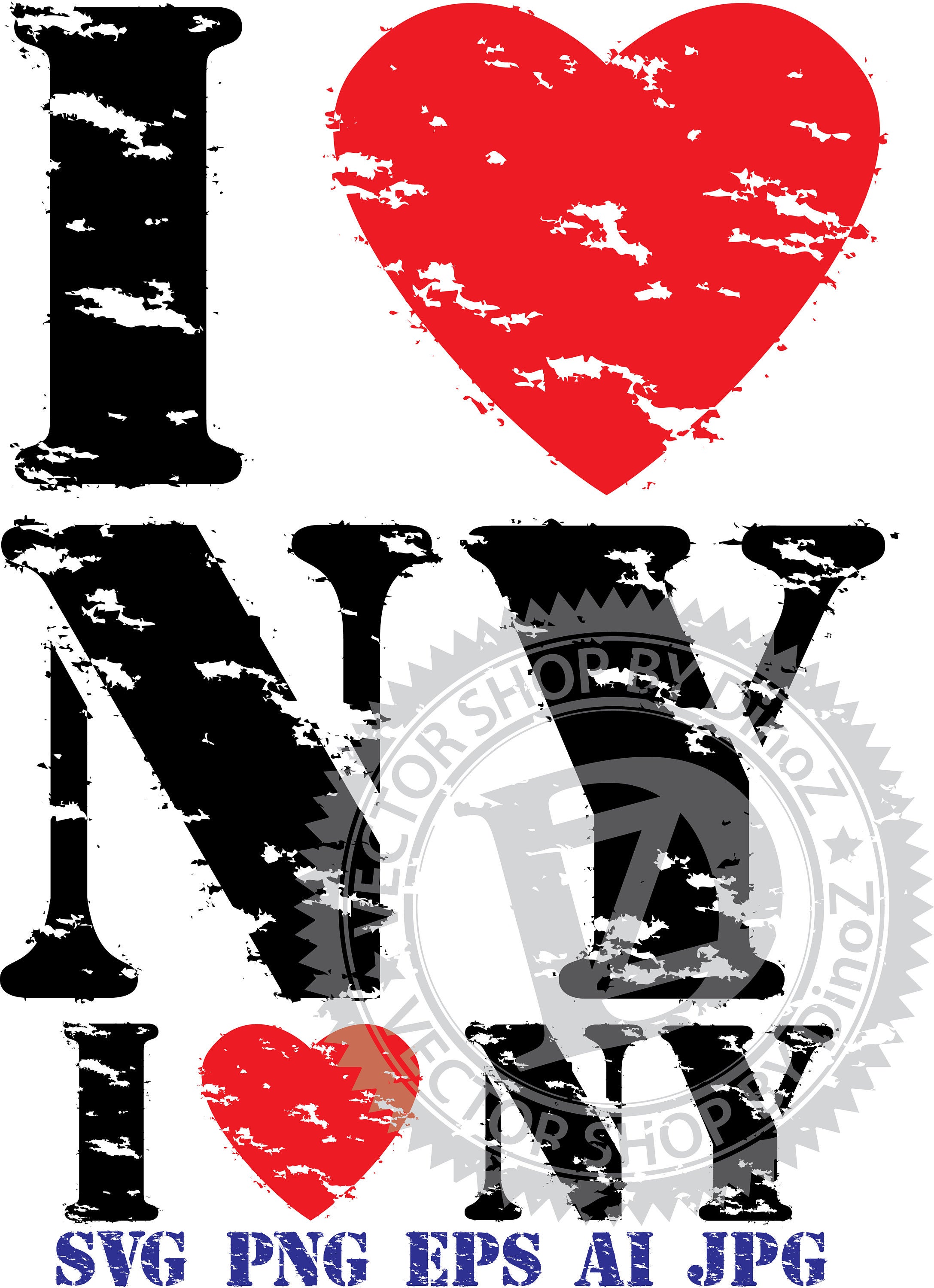 2175x3000 I Love New York Grunge Stamp Vector Image Png Etsy