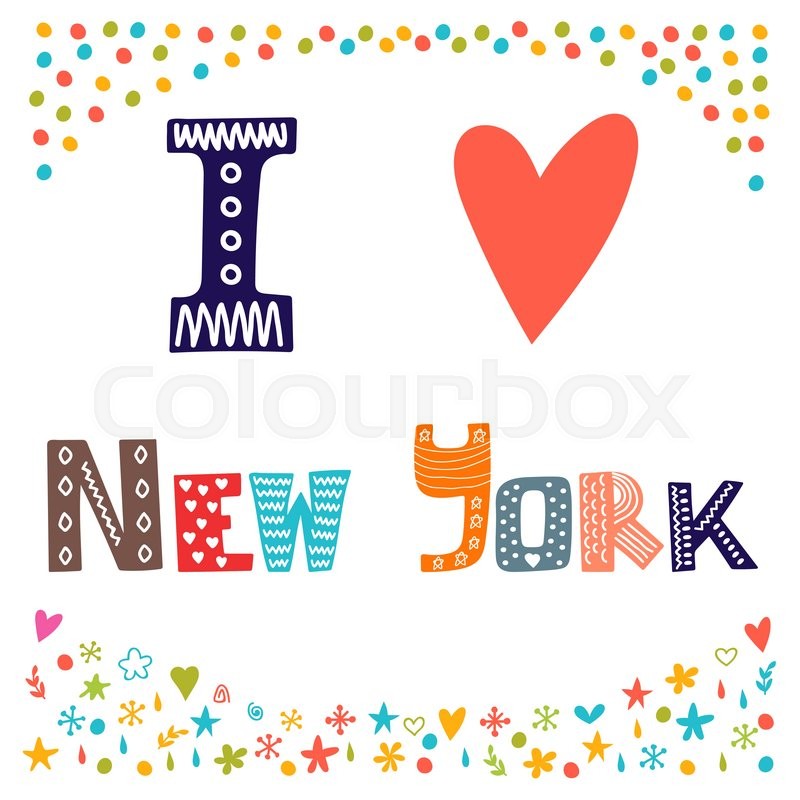 800x800 I Love New York Cute Postcard Stock Vector Colourbox